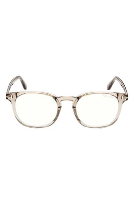 TOM FORD 52mm Round Blue Light Blocking Glasses in Shiny Beige at Nordstrom