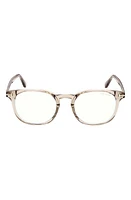 TOM FORD 52mm Round Blue Light Blocking Glasses in Shiny Beige at Nordstrom