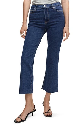 MANGO Raw Hem Crop Flare Jeans Open Blue at Nordstrom,