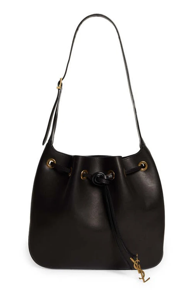 Saint Laurent Medium Paris VII Leather Hobo Bag in 1000 Nero at Nordstrom