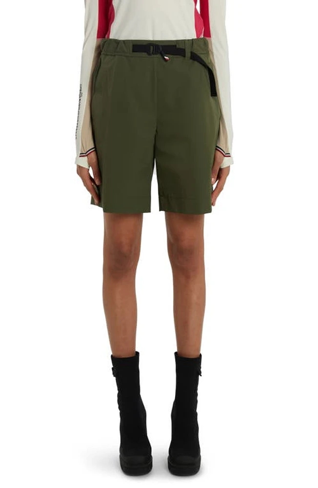 Moncler Grenoble Water Repellent Belted Technical Stretch Nylon Shorts Military Green at Nordstrom,