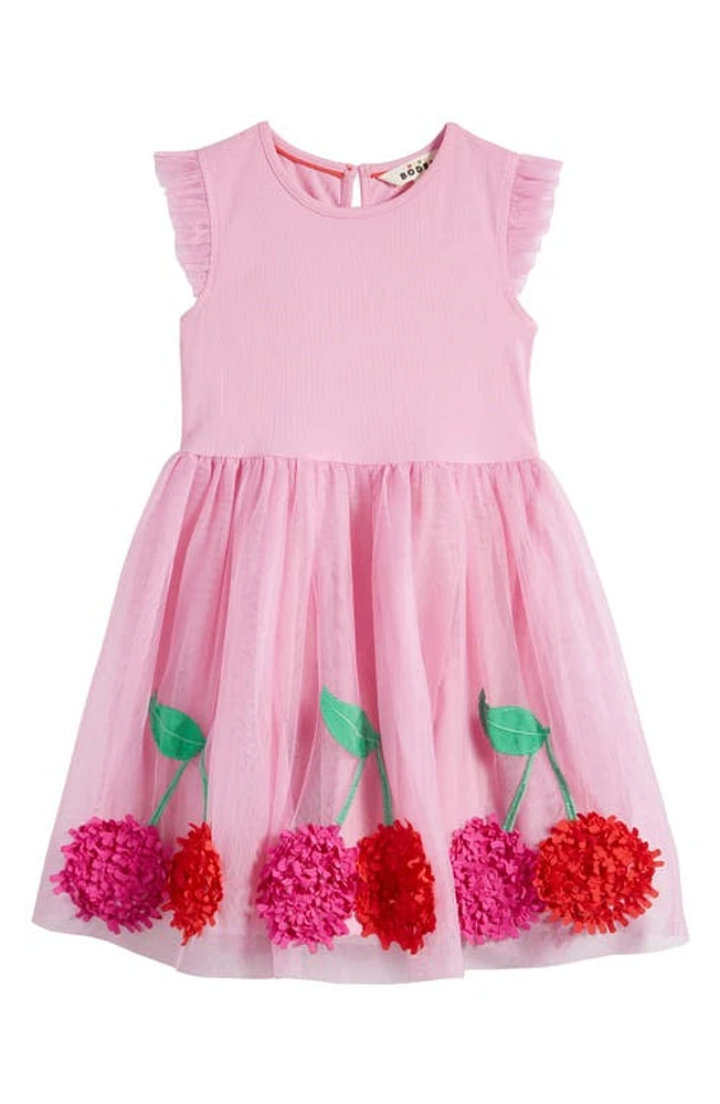 Mini Boden Kids' 3D Cherry Mixed Media Dress Pink Cherries at Nordstrom,