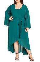 City Chic Fleetwood Long Sleeve Chiffon Wrap Dress at