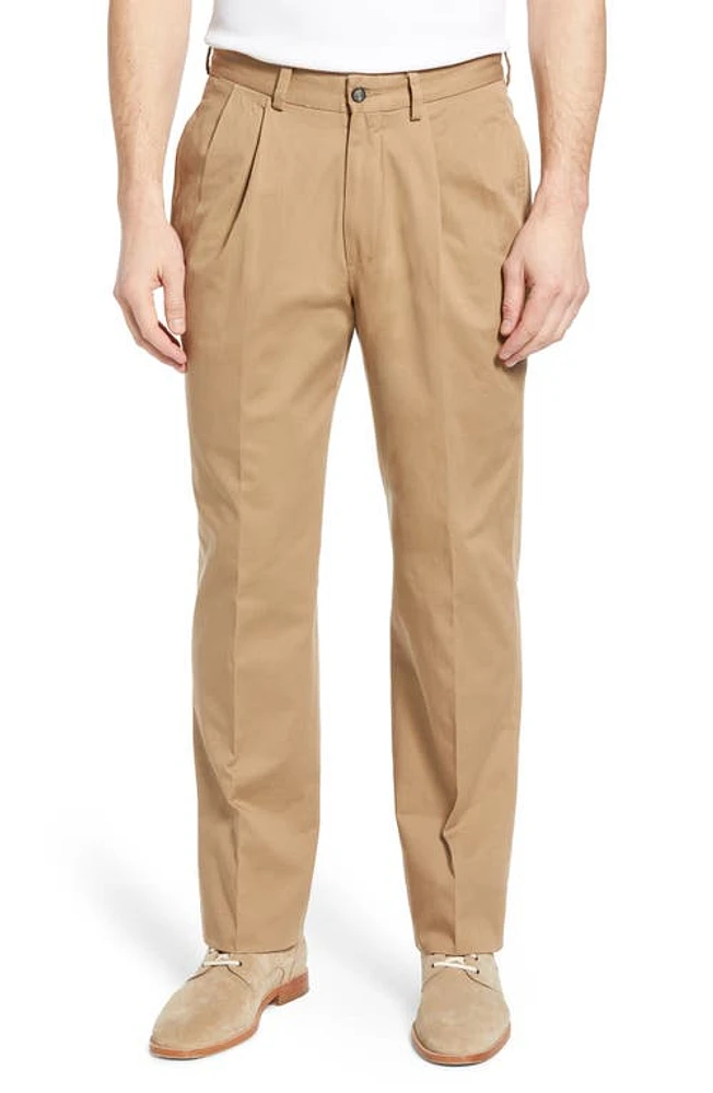 Berle Charleston Khakis Pleated Chino Pants British Tan at Nordstrom,