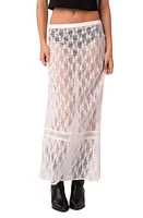 EDIKTED Sandra Sheer Lace Maxi Skirt White at Nordstrom,