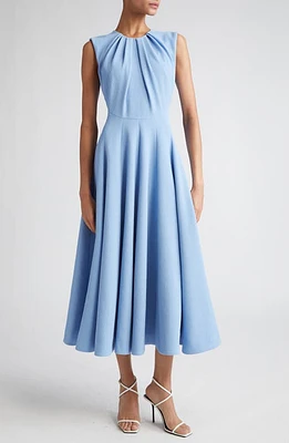 Emilia Wickstead Marlen Pleated Double Crepe A-Line Dress Celeste Blue at Nordstrom, Us