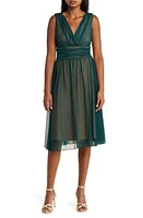 Connected Apparel Chiffon Overlay Fit & Flare Dress at Nordstrom,