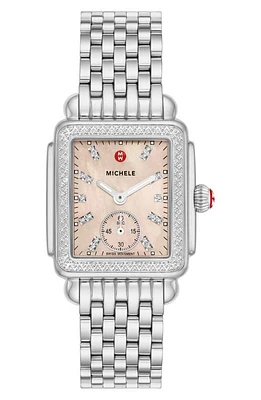 MICHELE Deco Mid Diamond Bracelet Watch, 31mm in Silver at Nordstrom