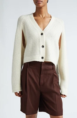 Maria McManus Split Sleeve Crop Cashmere Cardigan in Ivory at Nordstrom, Size Large