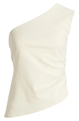 MANGO One-Shoulder Asymmetric Hem Top Light Beige at Nordstrom,