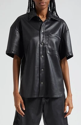 HONOR THE GIFT Boxy Faux Leather Snap-Up Shirt at Nordstrom,