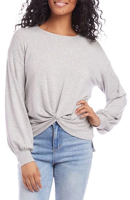 Karen Kane Twist Front Long Sleeve Knit Top Light Heather Gray at Nordstrom,