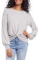 Karen Kane Twist Front Long Sleeve Knit Top Light Heather Gray at Nordstrom,