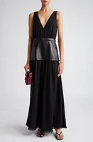 Proenza Schouler Viviane Sleeveless Crepe Dress with Leather Panel in Black at Nordstrom, Size 2