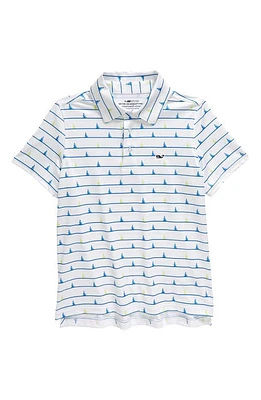 vineyard vines Kids' Sankaty Sailboat Stripe Performance Polo Boat/Stripe White at