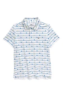 vineyard vines Kids' Sankaty Sailboat Stripe Performance Polo Boat/Stripe White at