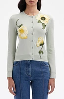 Oscar de la Renta Embroidered Poppy Wool Cardigan at Nordstrom,