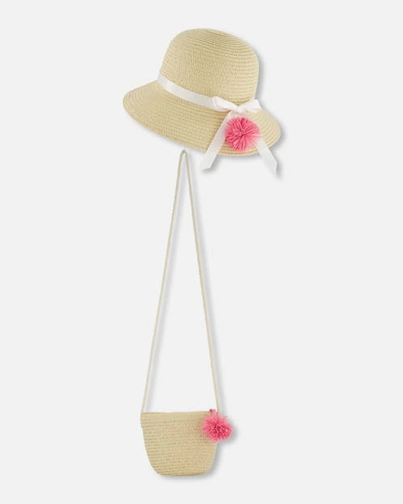 Deux Par Deux Girl's Straw Bag And Hat Set at Nordstrom, Size 3-4T