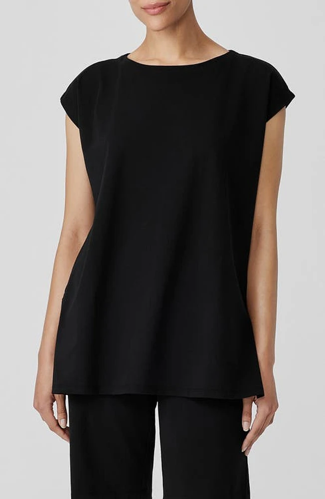 Eileen Fisher Boat Neck Cap Sleeve Boxy Top at Nordstrom,