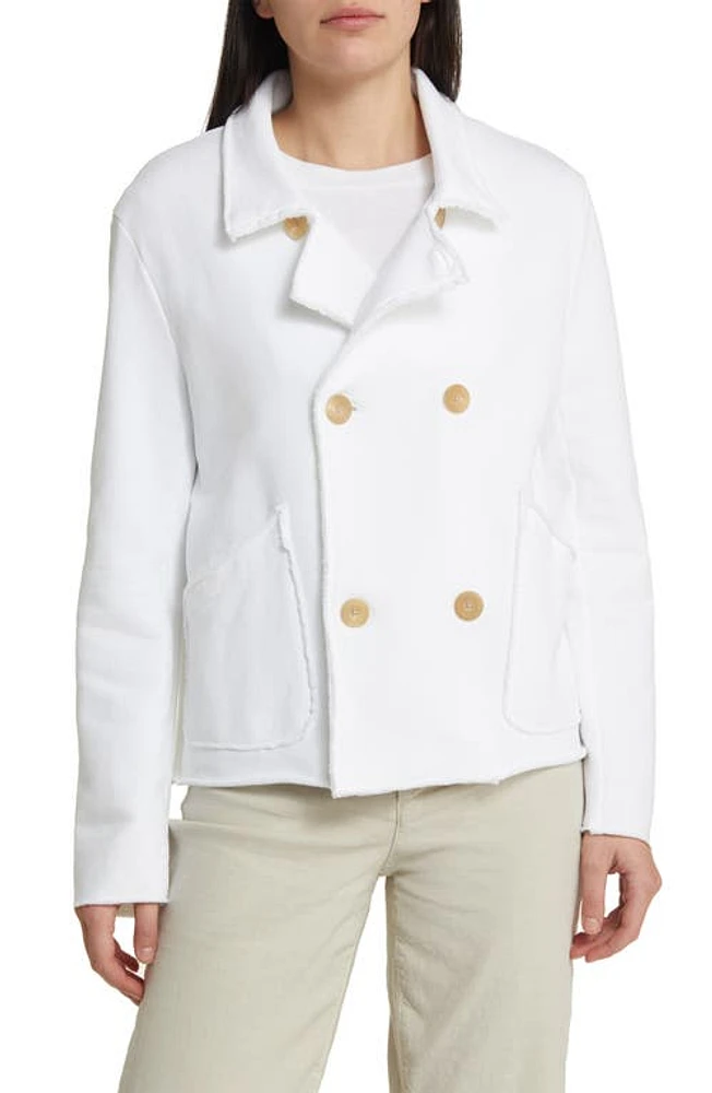 Frank & Eileen Mini Belfast Crop Knit Peacoat in White at Nordstrom, Size Large