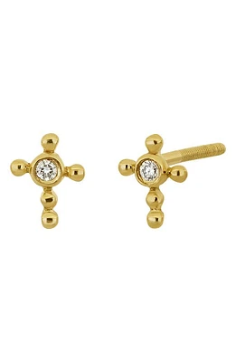 Bony Levy Kids' 18K Gold Diamond Cross Stud Earrings in 14K Yellow Gold at Nordstrom