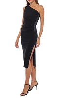 Marina Beaded & Ruched One-Shoulder Midi Cocktail Dress at Nordstrom,