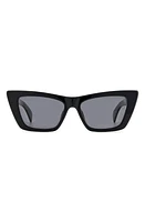 rag & bone 53mm Polarized Cat Eye Sunglasses in Black/Gray Polarized at Nordstrom