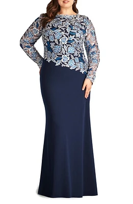 Tadashi Shoji Embroidered Long Sleeve Gown Pacific Blue at Nordstrom, W