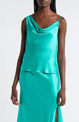 Rails Mae Asymmetric Sleeveless Satin Top Jade at Nordstrom,