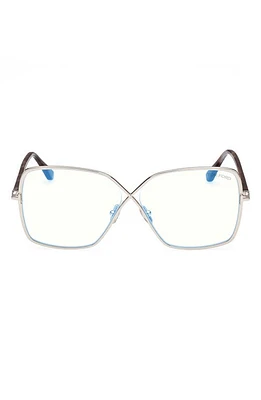 TOM FORD 59mm Butterfly Blue Light Blocking Glasses in Shiny Palladium at Nordstrom