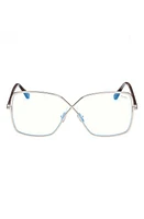 TOM FORD 59mm Butterfly Blue Light Blocking Glasses in Shiny Palladium at Nordstrom