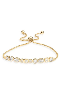 Nordstrom Cubic Zirconia Bar Slider Bracelet in Clear- Gold at Nordstrom