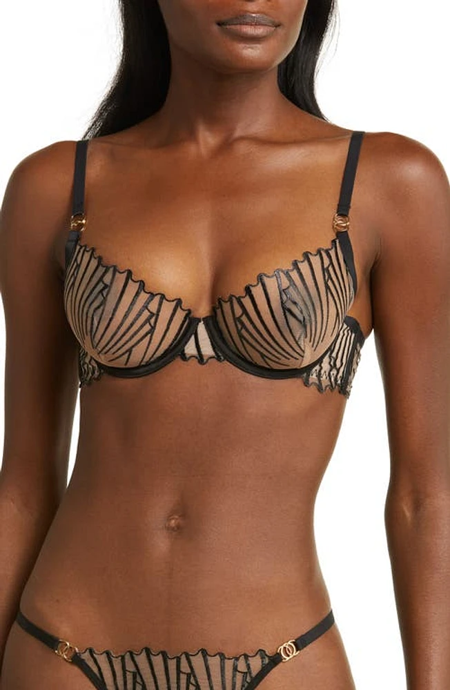 Bluebella Goya Embroidered Underwire Bra in Black/Sheer at Nordstrom, Size 32E