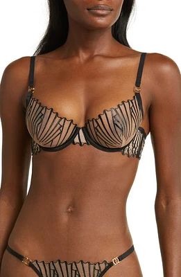 Bluebella Goya Embroidered Underwire Bra in Black/Sheer at Nordstrom, Size 32E