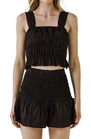 Endless Rose Smocked Ruffle Top Black at Nordstrom,