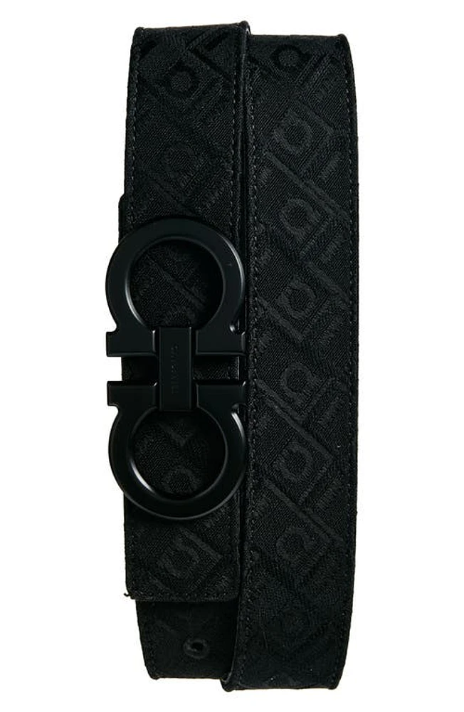 FERRAGAMO Double Gancio Jacquard Belt Nero/Logo at Nordstrom, Eu