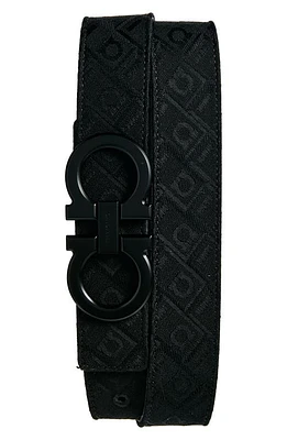 FERRAGAMO Double Gancio Jacquard Belt Nero/Logo at Nordstrom, Eu