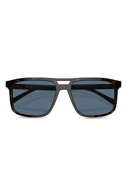 Prada 58mm Rectangular Sunglasses in Brown/Dark Blue at Nordstrom