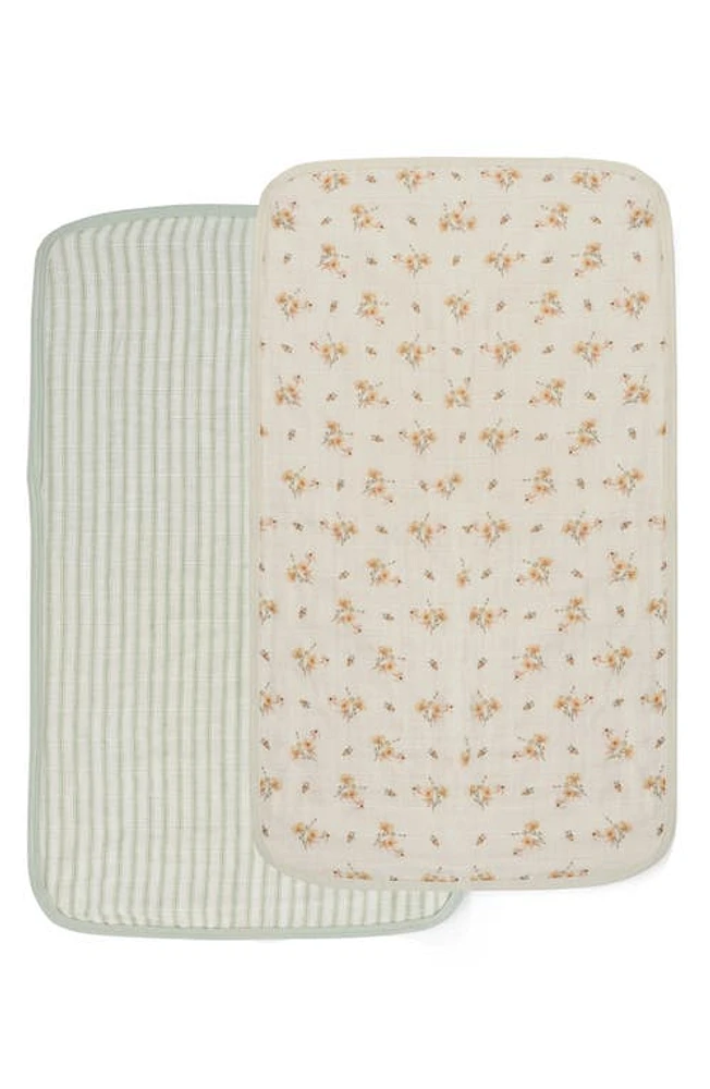 Oilo 2-Pack Organic Cotton Muslin Burp Cloths in Eggshell/Sea at Nordstrom