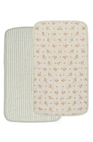 Oilo 2-Pack Organic Cotton Muslin Burp Cloths in Eggshell/Sea at Nordstrom