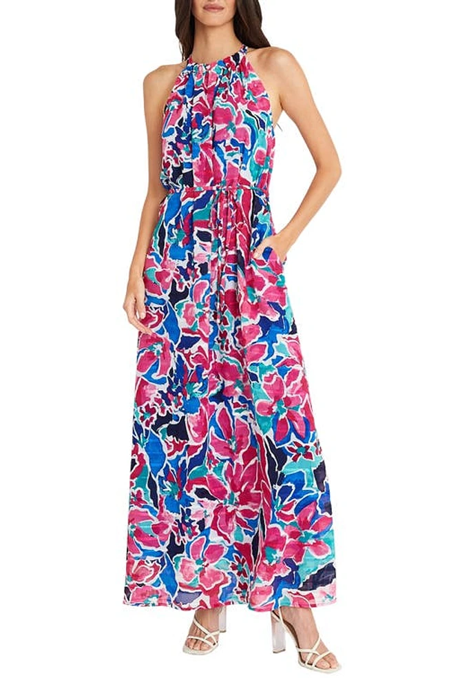 Maggy London Floral Maxi Dress Soft White/Raspberry at Nordstrom,