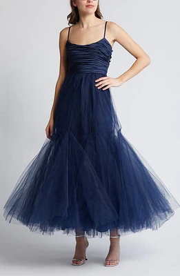 Hutch Fabrice Mixed Media Gown Navy at Nordstrom,