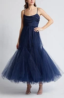 Hutch Fabrice Mixed Media Gown Navy at Nordstrom,