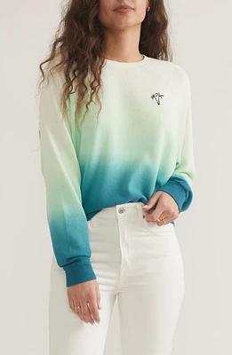 Marine Layer Dip Dye Cotton Sweatshirt Shaded Spruce at Nordstrom,