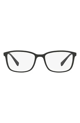 Prada 55mm Rectangular Optical Glasses in Black Rubber at Nordstrom