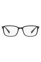 Prada 55mm Rectangular Optical Glasses in Black Rubber at Nordstrom