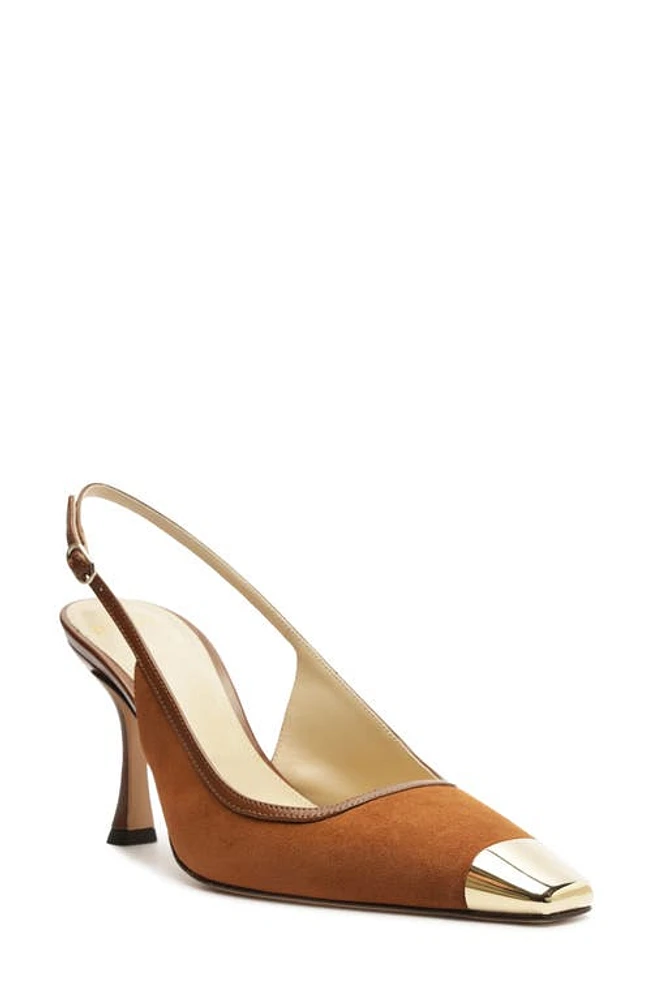 Alexandre Birman Olivia Cap Toe Slingback Pump Espresso/Light Gold at Nordstrom,