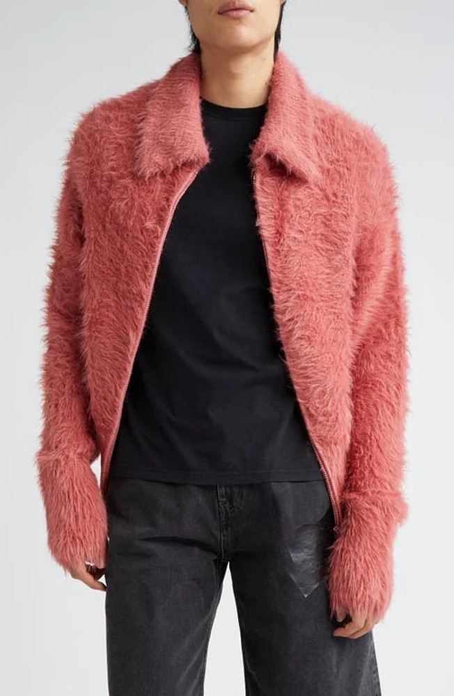 Martine Rose Gender Inclusive Hairy Zip Jacket Salmon at Nordstrom,