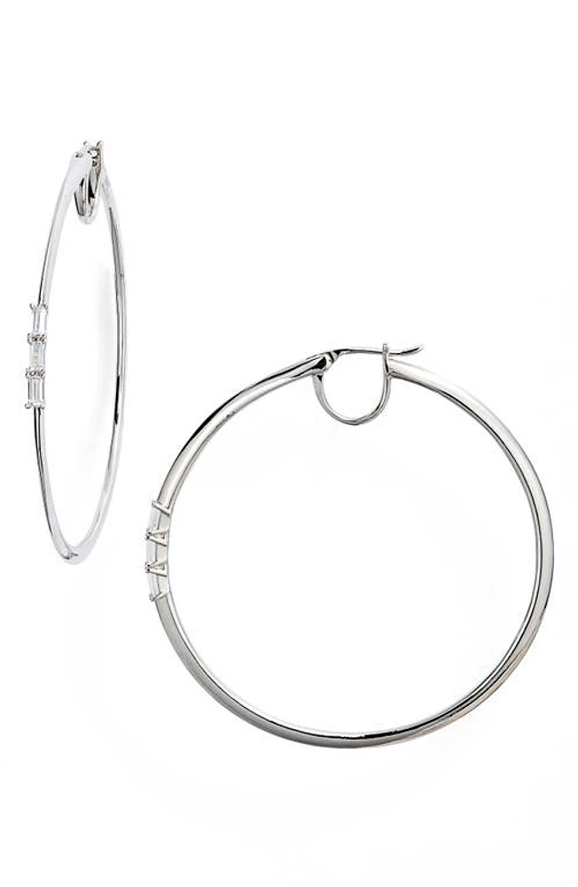 Nadri Cubic Zirconia Hoop Earrings in Rhodium at Nordstrom