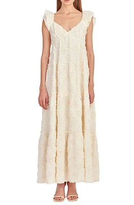 English Factory Ribbon Embroidered Tiered Maxi Dress Ivory at Nordstrom,